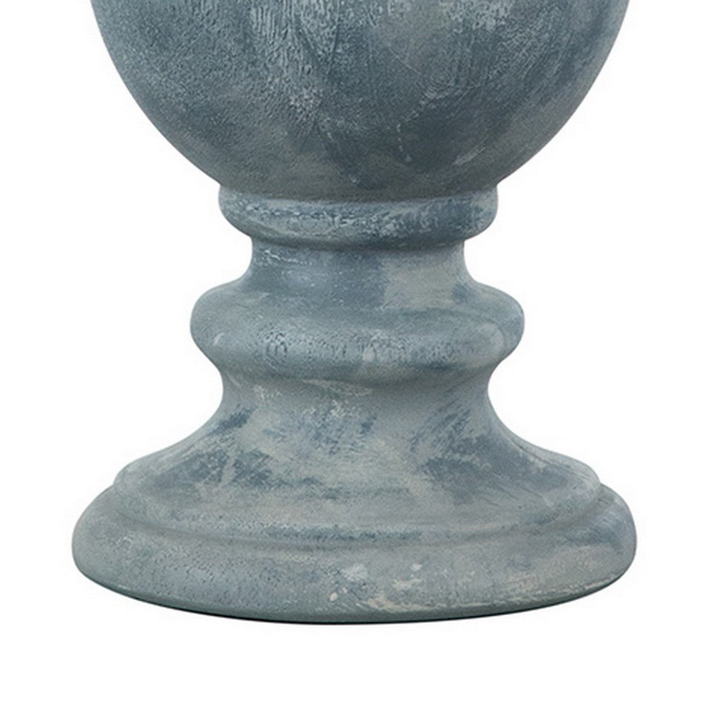 Hiel 29 Inch Hydrocal Table Lamp, Empire Shade, Vintage Light Blue Urn Base