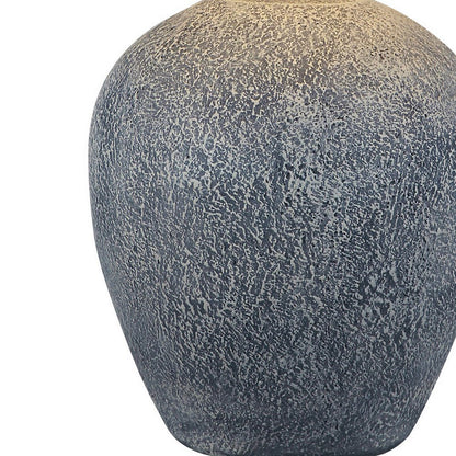 Linn 28 Inch Hydrocal Table Lamp, Drum Shade, Urn Base, Slate Blue Gray
