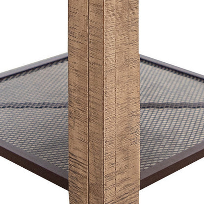 Fena 23 Inch Wide End Table, Single Drawer, Multicolor Distressed Pine Wood