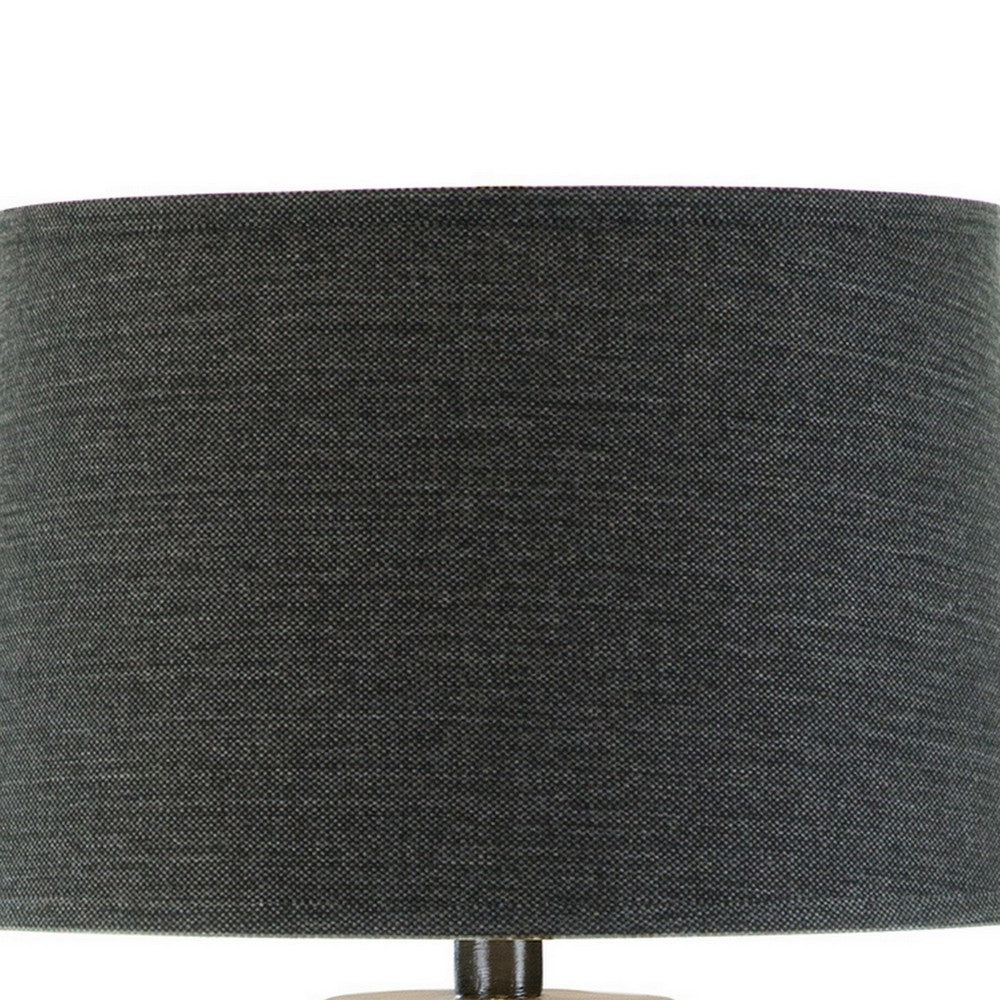 Riza 30 Inch Table Lamp, Curved Vase Shape, Dual Tone Gray, Drum Shade