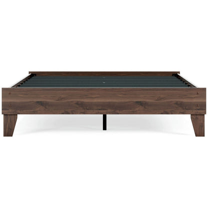 Sof Queen Size Platform Bed, Low Profile, Footboard, Dark Brown Finish