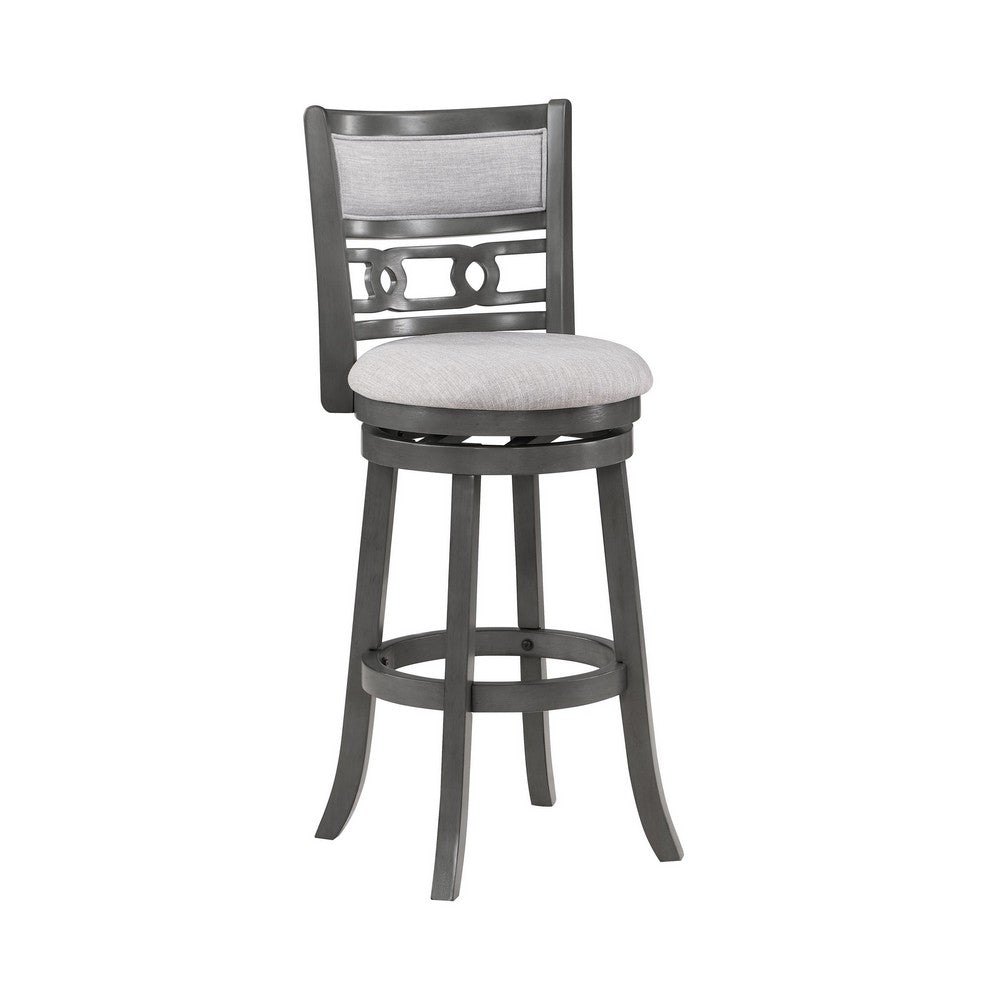 Matt 24 Inch Swivel Counter Strool, Cushioned Seat and Backrest, Mist Gray
