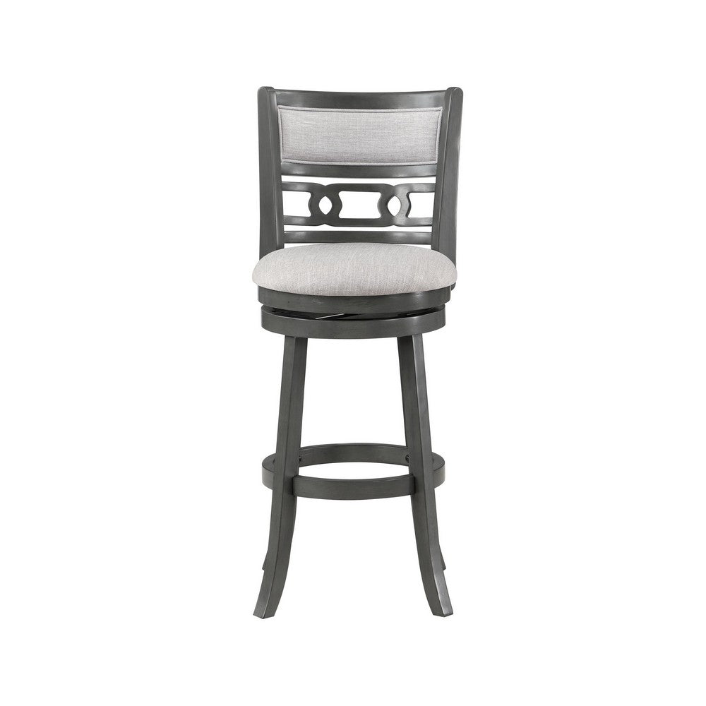 Matt 24 Inch Swivel Counter Strool, Cushioned Seat and Backrest, Mist Gray