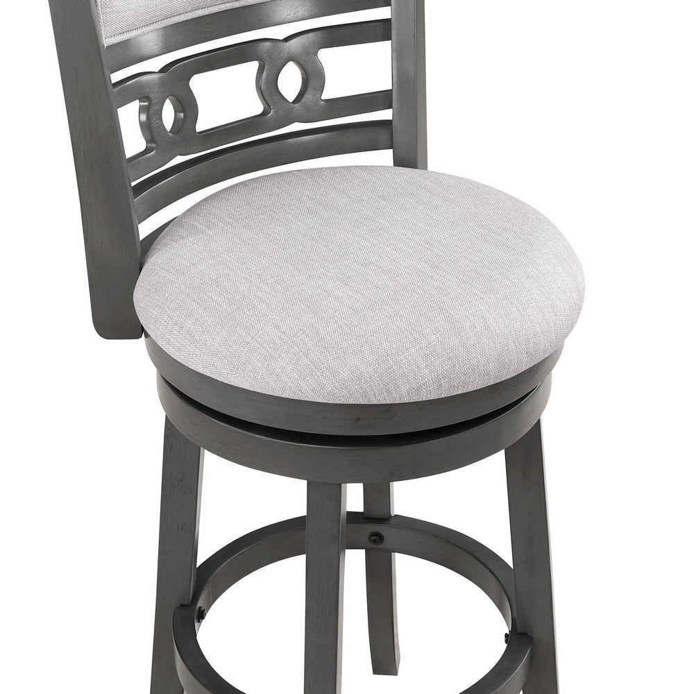Matt 24 Inch Swivel Counter Strool, Cushioned Seat and Backrest, Mist Gray