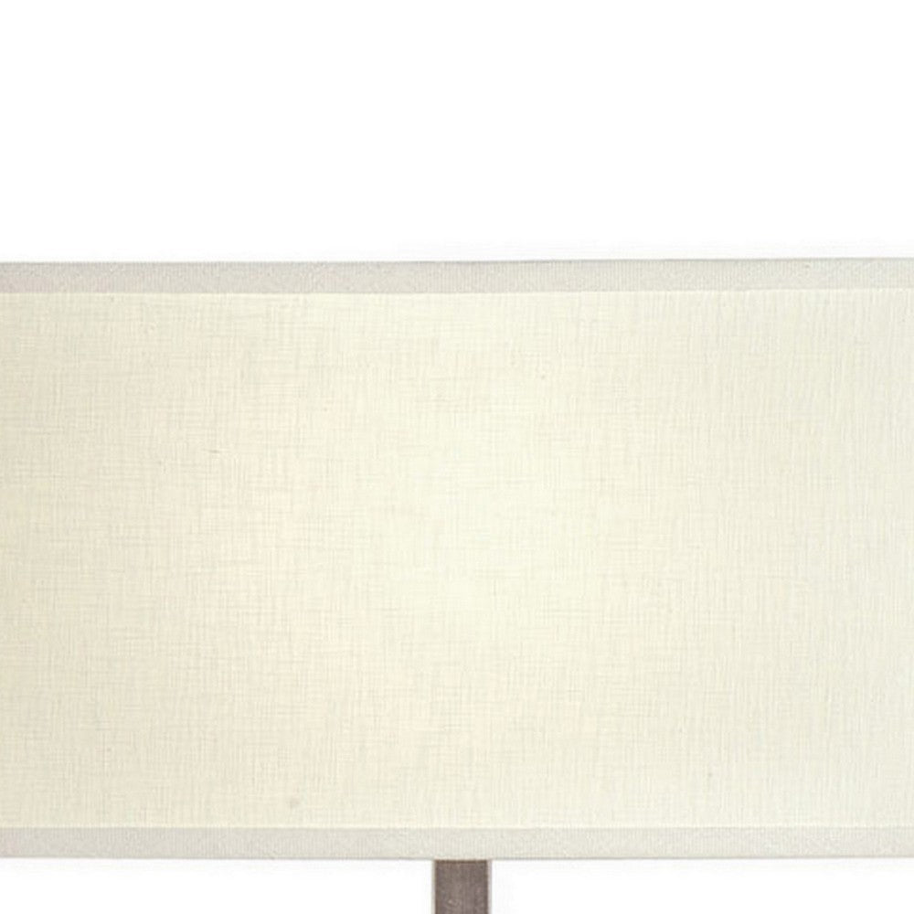 Ziva 27 Inch Table Lamp, LED Night Light, Rectangular Shade, Matte Silver