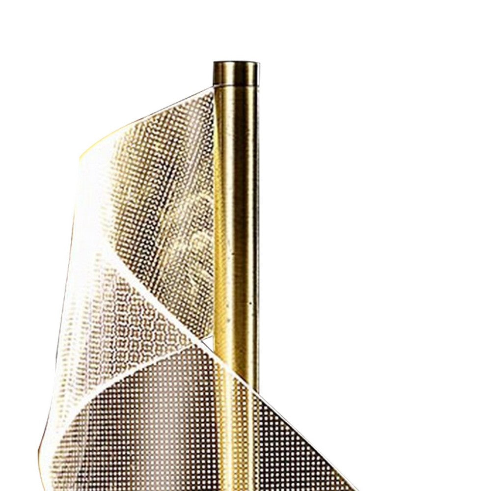 Melly 19 Inch Table Lamp, LED Swirl Ribbon Design, Acrylic, Antique Brass