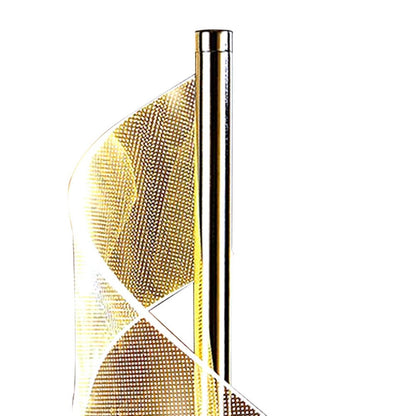 Melly 19 Inch Table Lamp, LED Swirl Ribbon Design, Acrylic, Bright Nickel
