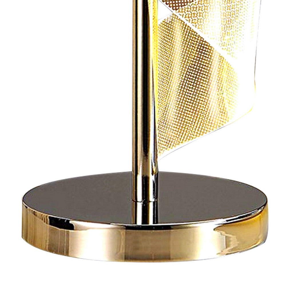 Melly 19 Inch Table Lamp, LED Swirl Ribbon Design, Acrylic, Bright Nickel
