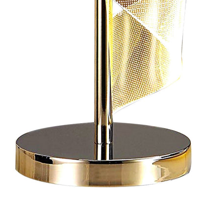 Melly 19 Inch Table Lamp, LED Swirl Ribbon Design, Acrylic, Bright Nickel