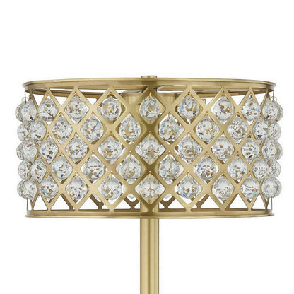 Dany 28 Inch Table Lamp with Crystal Drum Shade, Gold Brass Metal Base