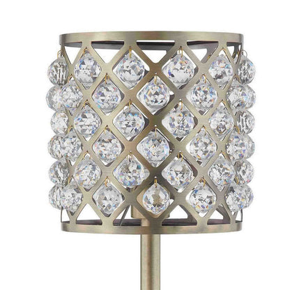 Dany 24 Inch Table Lamp with Crystal Drum Shade, Black Metal, Antique Brass