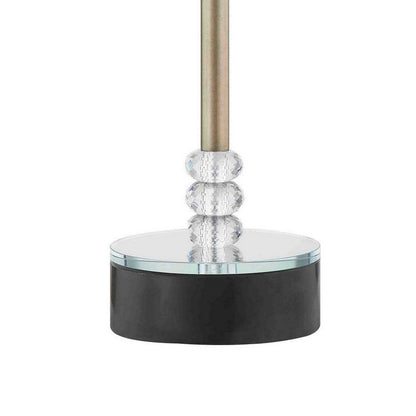 Dany 24 Inch Table Lamp with Crystal Drum Shade, Black Metal, Antique Brass