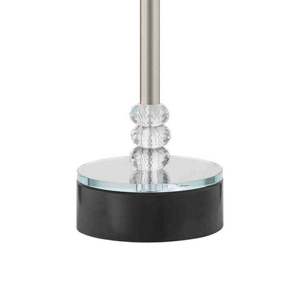 Dany 24 Inch Table Lamp with Crystal Drum Shade, Metal, Brushed Nickel