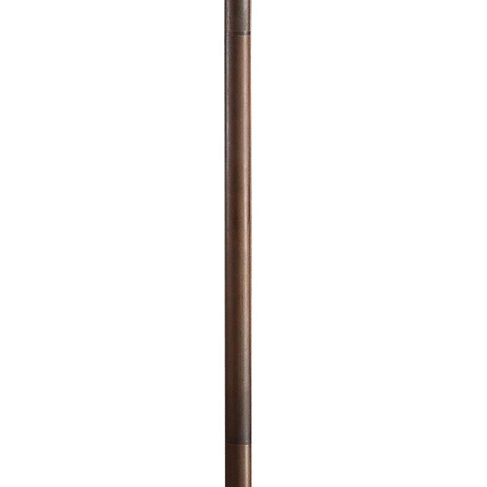 60 Inch Floor Lamp with Crystal Drum Shade, Metal Base, Antique Bronze
