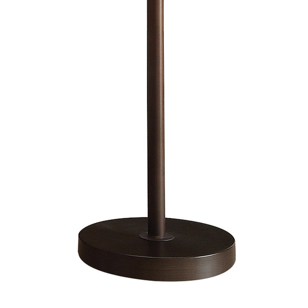 60 Inch Floor Lamp with Crystal Drum Shade, Metal Base, Antique Bronze