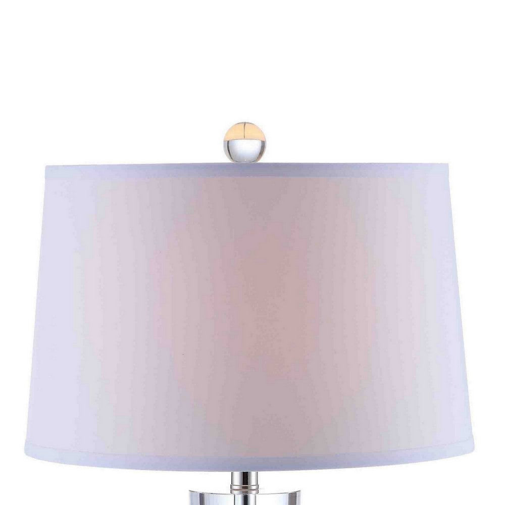 27 Inch Table Lamp with Glass Stand, Empire Shade, Metal, Clear Finish