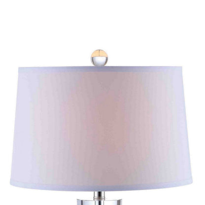27 Inch Table Lamp with Glass Stand, Empire Shade, Metal, Clear Finish