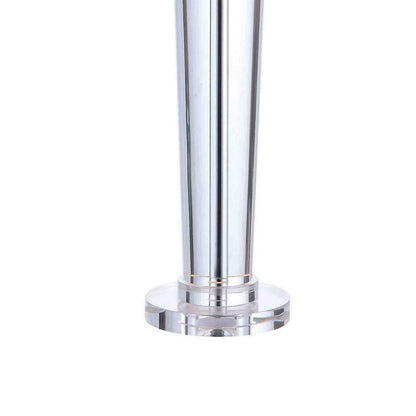 27 Inch Table Lamp with Glass Stand, Empire Shade, Metal, Clear Finish
