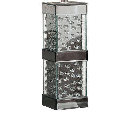 26 Inch Table Lamp, Empire Shade, Crystal Glass Stand, Clear Finish