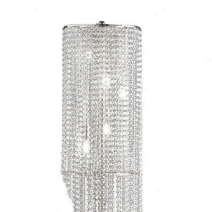 Mindy 62 Inch Floor Lamp, Crystal Raindrops Design, Metal, Clear Finish