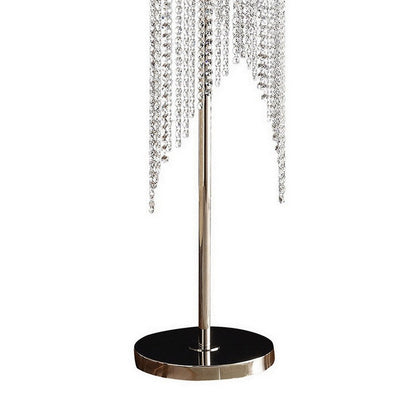 Mindy 62 Inch Floor Lamp, Crystal Raindrops Design, Metal, Clear Finish