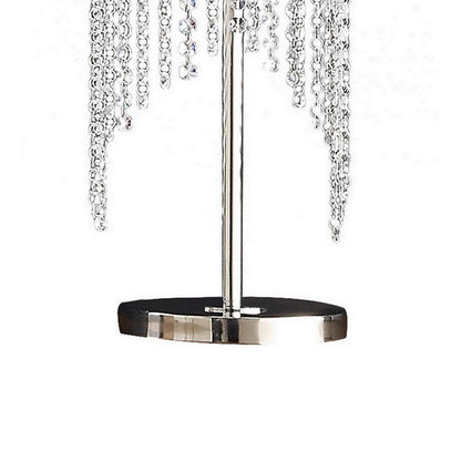 Mindy 30 Inch Table Lamp, Crystal Raindrops Design, Metal, Clear Finish