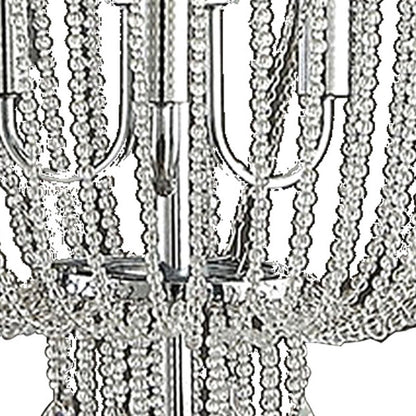 Cara 27 Inch Table Lamp, Hanging Drop Design, Crystal and Metal, Chrome