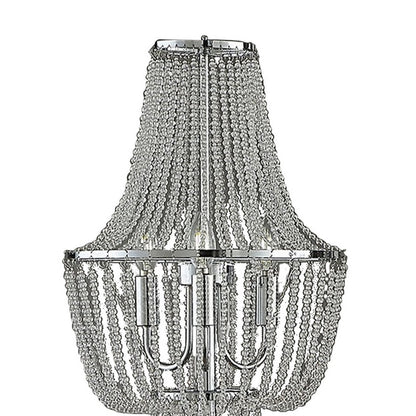 Cara 62 Inch Floor Lamp, Hanging Drop Design, Crystal and Metal, Chrome