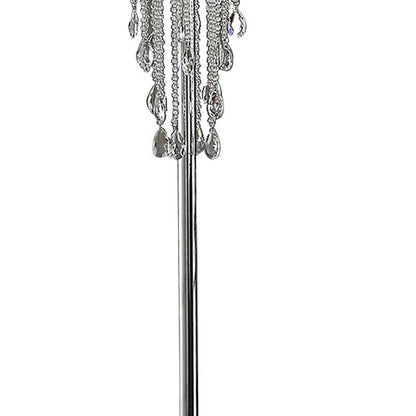 Cara 62 Inch Floor Lamp, Hanging Drop Design, Crystal and Metal, Chrome