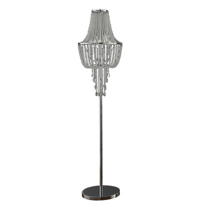 Cara 62 Inch Floor Lamp, Hanging Drop Design, Crystal and Metal, Chrome