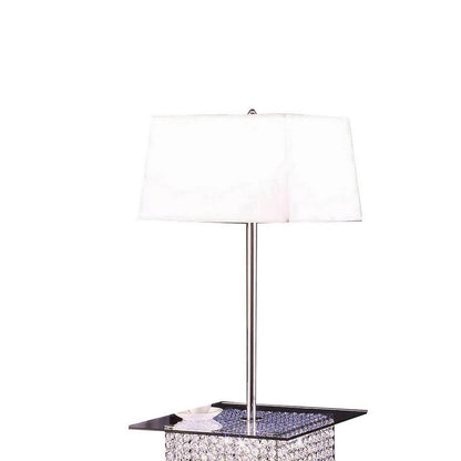 59 Inch Floor Lamp with Glass Tabletop, Crystal Stand, Metal, Clear