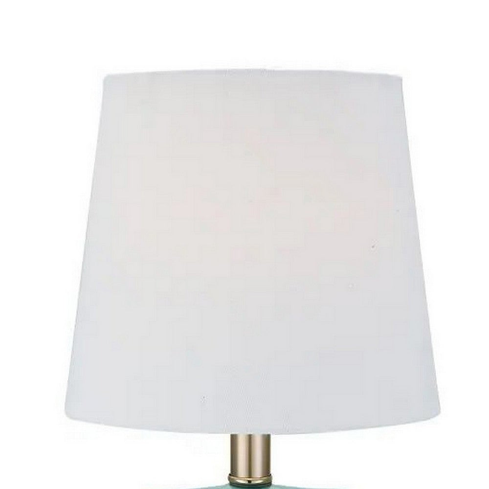 18 Inch Table Lamp with Owl Stand, Set of 2, Ceramic, Aqua Haze Finish