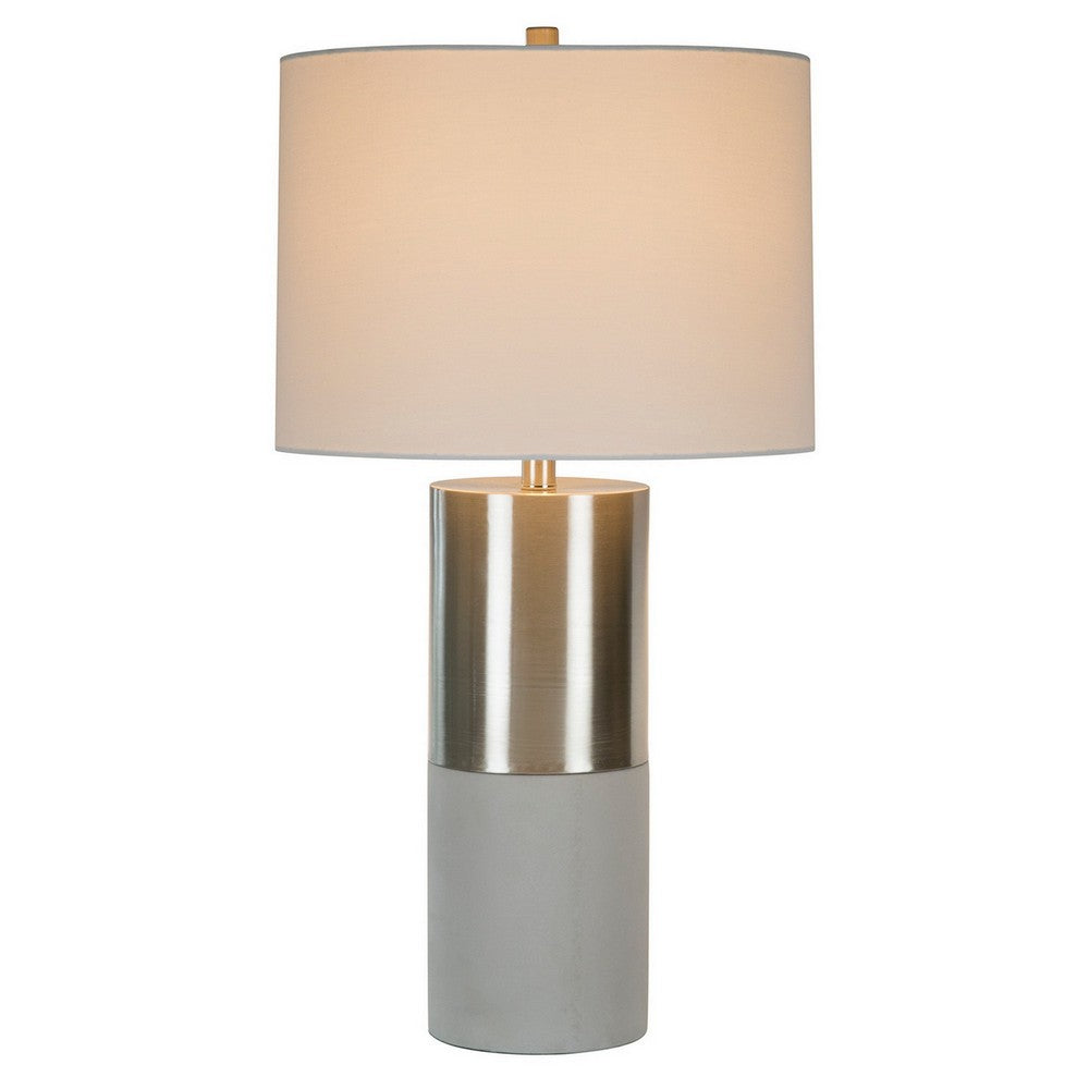29 Inch Table Lamp, Set of 2, Metal, Concrete, Gray and Chrome Finish