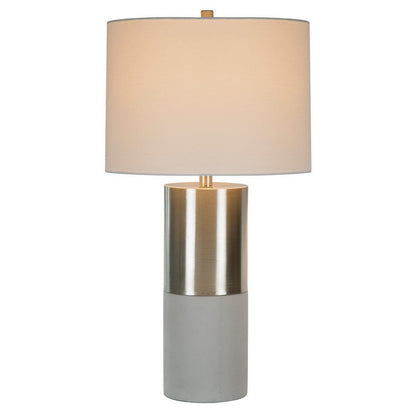 29 Inch Table Lamp, Set of 2, Metal, Concrete, Gray and Chrome Finish