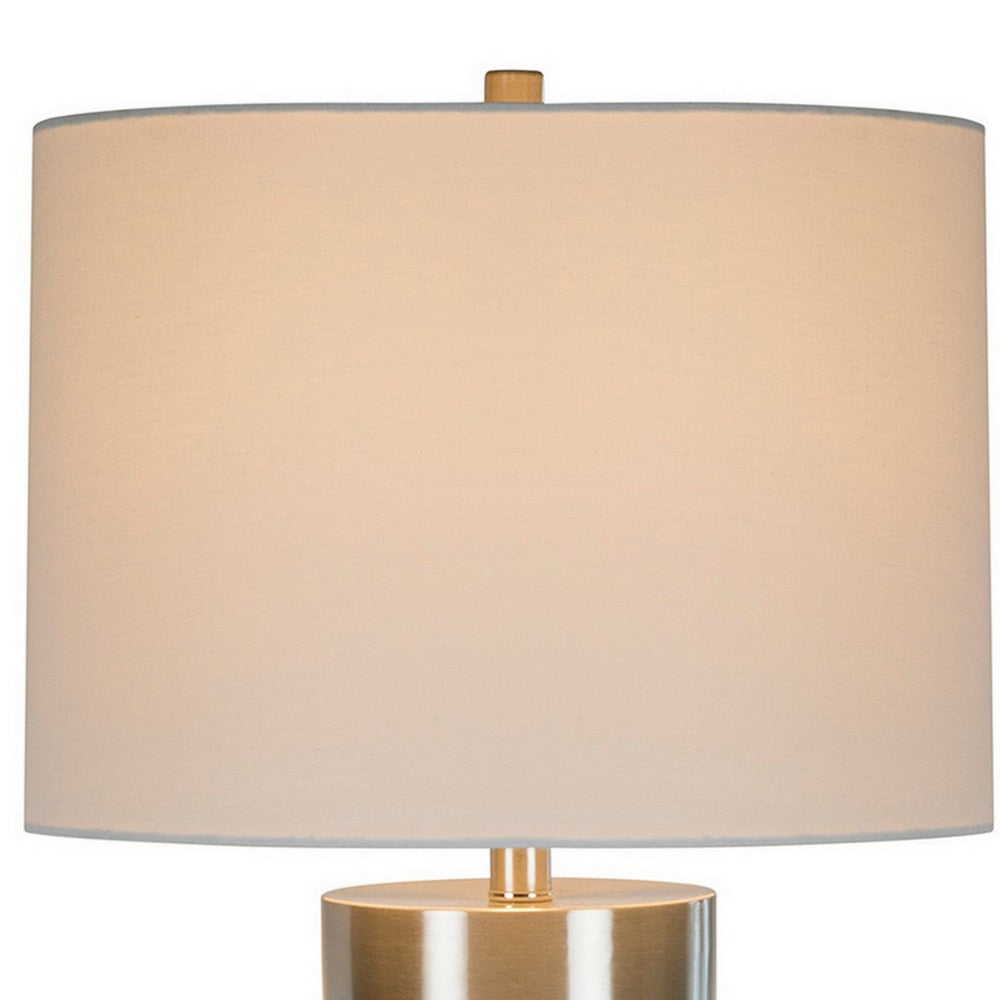 29 Inch Table Lamp, Set of 2, Metal, Concrete, Gray and Chrome Finish