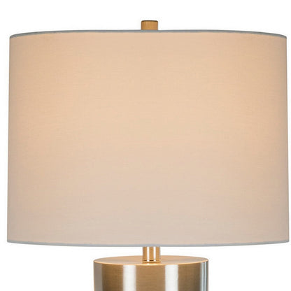 29 Inch Table Lamp, Set of 2, Metal, Concrete, Gray and Chrome Finish