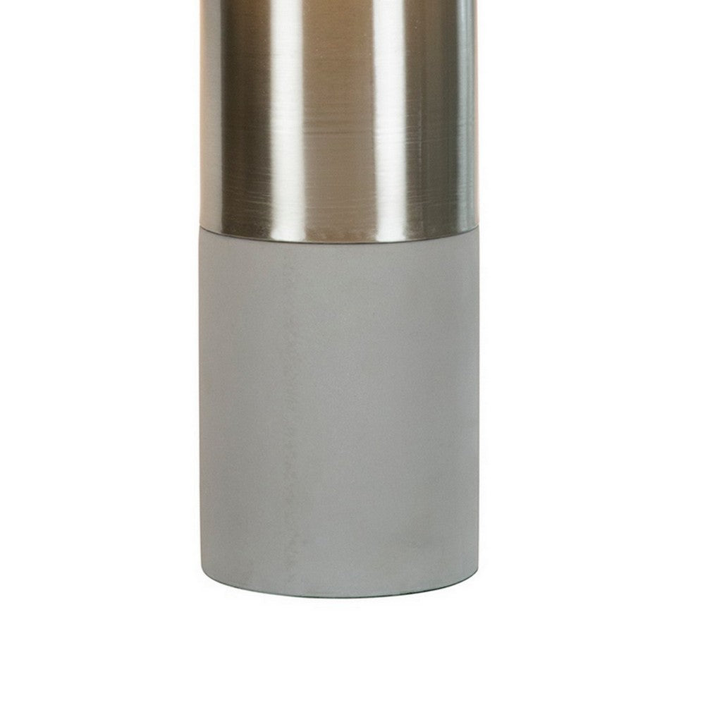 29 Inch Table Lamp, Set of 2, Metal, Concrete, Gray and Chrome Finish