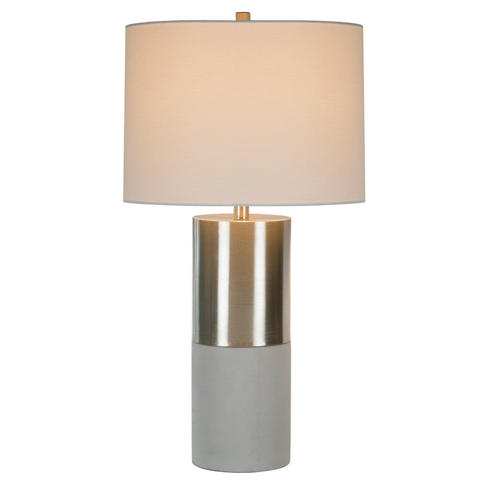 29 Inch Table Lamp, Set of 2, Metal, Concrete, Gray and Chrome Finish