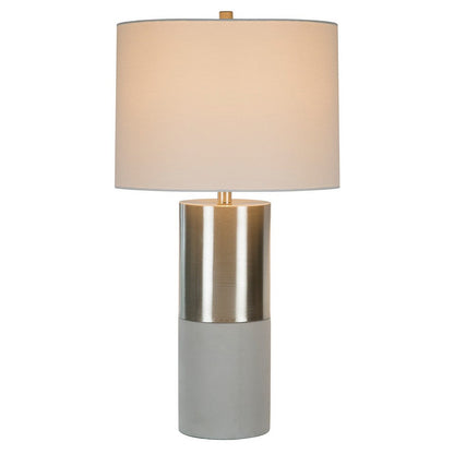 29 Inch Table Lamp, Set of 2, Metal, Concrete, Gray and Chrome Finish