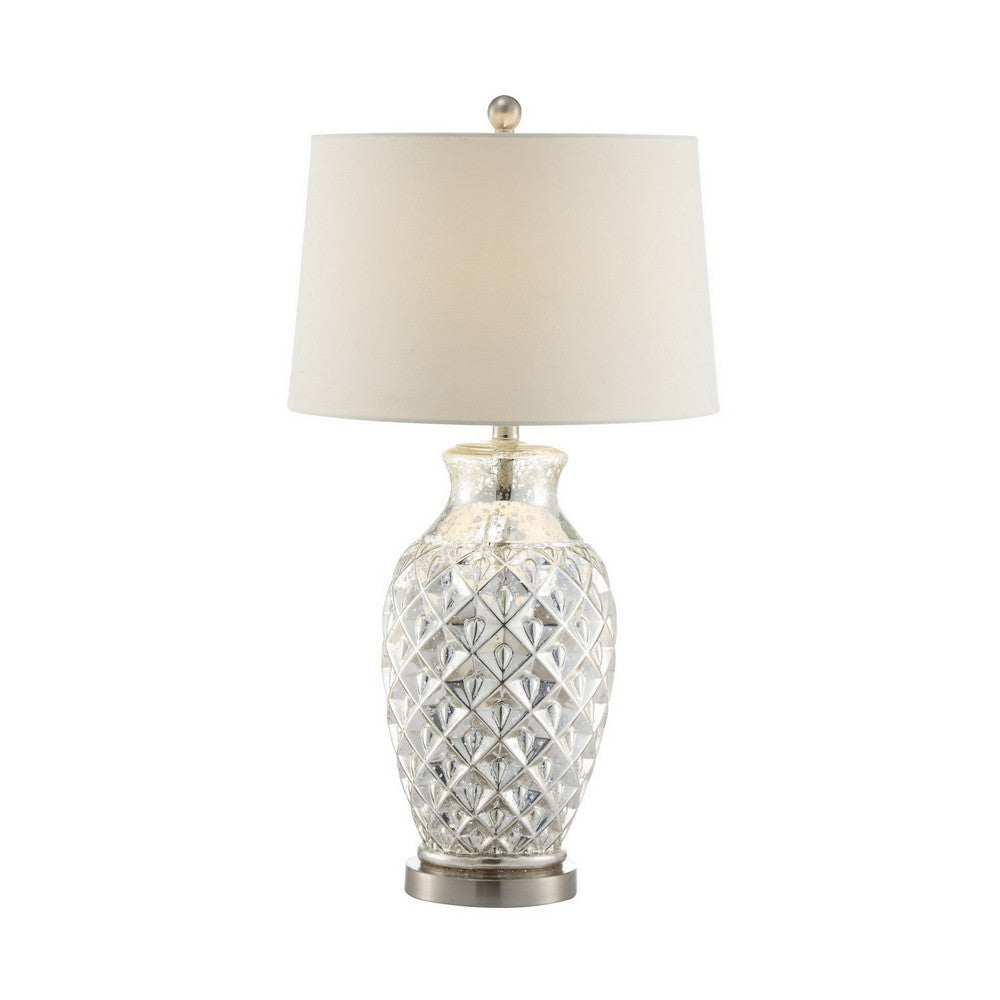 30 Inch Table Lamp with Diamond Textured Base, Set of 2, Glass, Clear
