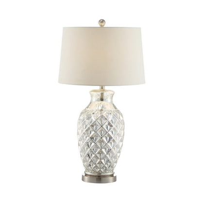 30 Inch Table Lamp with Diamond Textured Base, Set of 2, Glass, Clear