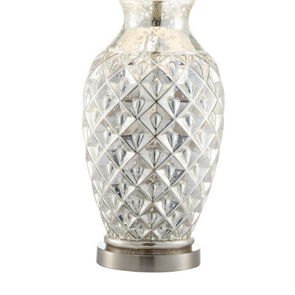 30 Inch Table Lamp with Diamond Textured Base, Set of 2, Glass, Clear