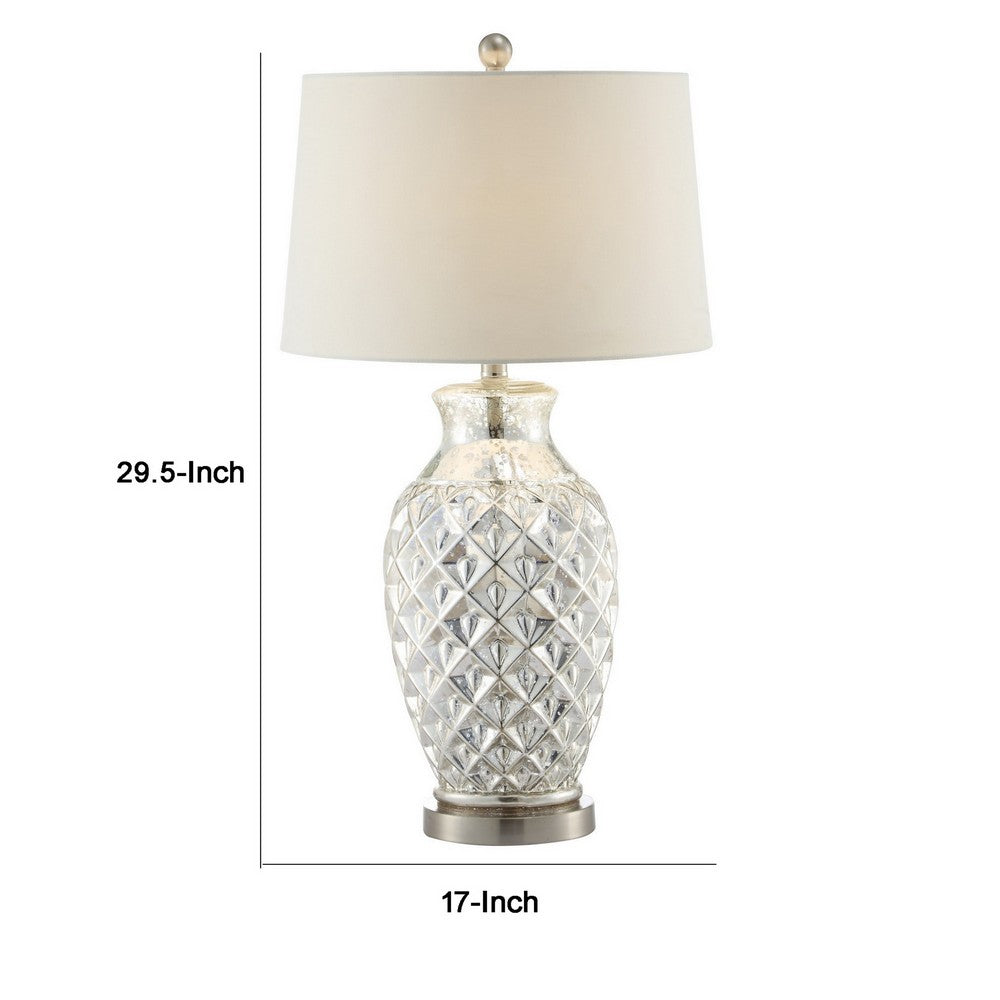 30 Inch Table Lamp with Diamond Textured Base, Set of 2, Glass, Clear