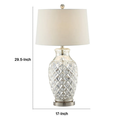 30 Inch Table Lamp with Diamond Textured Base, Set of 2, Glass, Clear
