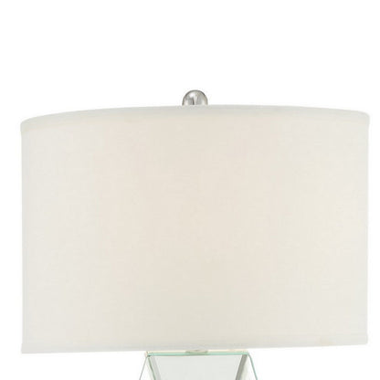 30 Inch Table Lamp, Geometric Mirrored Base, Set of 2, Glass, Clear