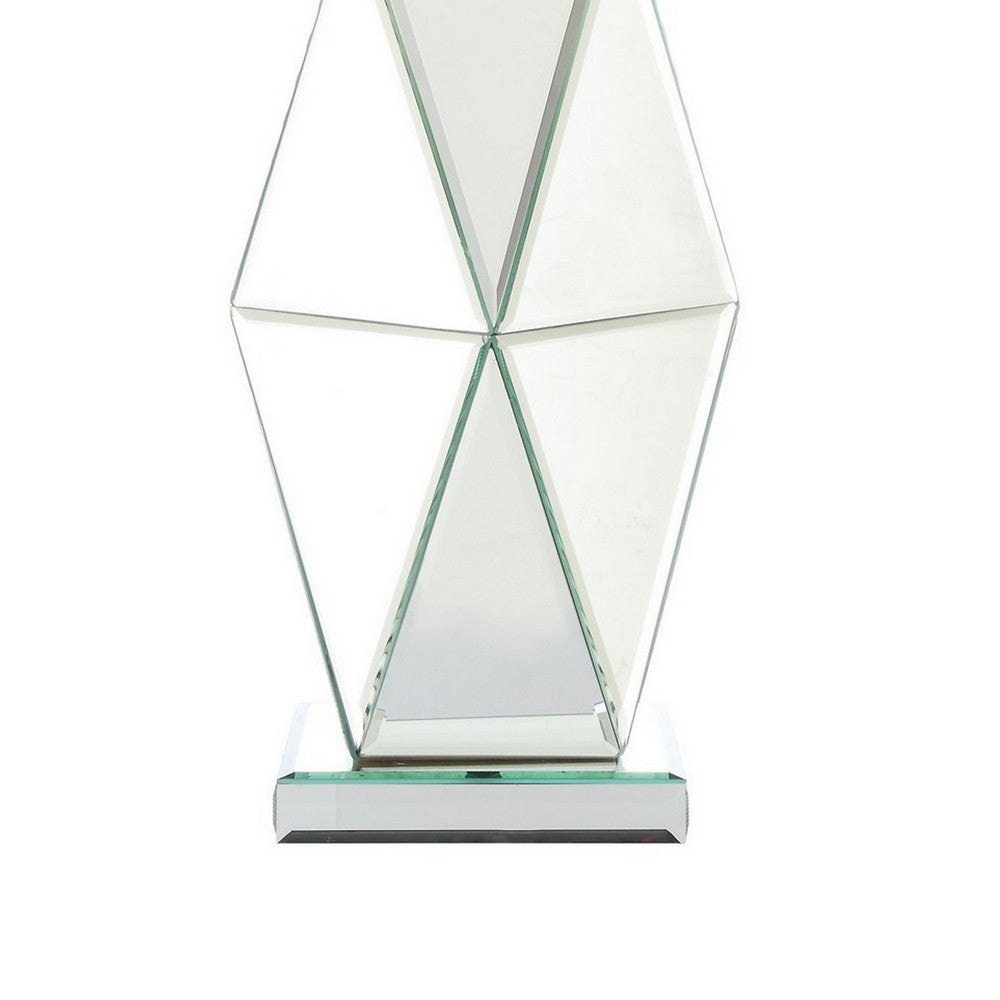 30 Inch Table Lamp, Geometric Mirrored Base, Set of 2, Glass, Clear