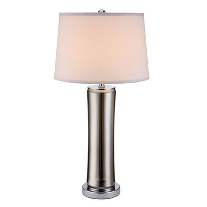 29 Inch Table Lamp, Empire Shade, Set of 2, Glass, Clear Smoke Gray