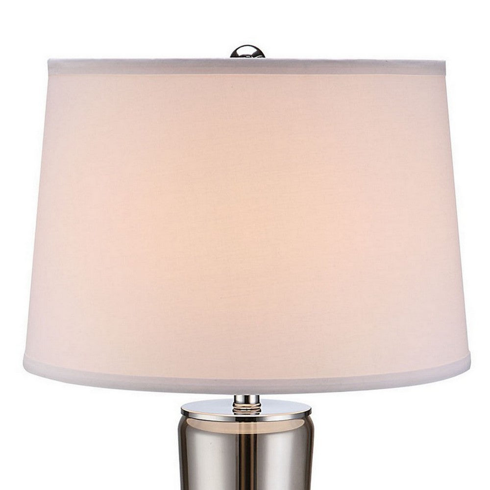 29 Inch Table Lamp, Empire Shade, Set of 2, Glass, Clear Smoke Gray