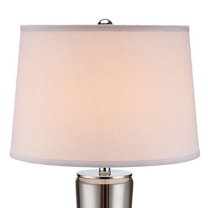 29 Inch Table Lamp, Empire Shade, Set of 2, Glass, Clear Smoke Gray