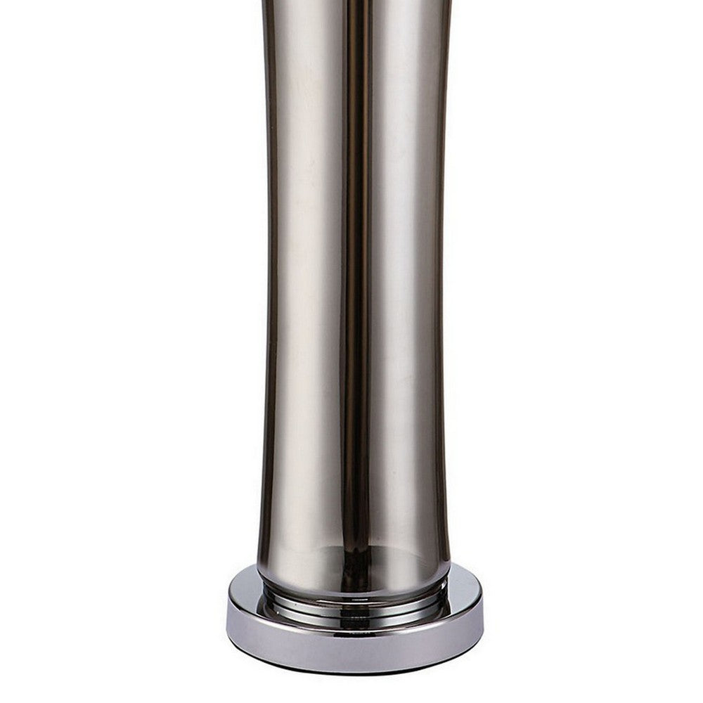 29 Inch Table Lamp, Empire Shade, Set of 2, Glass, Clear Smoke Gray